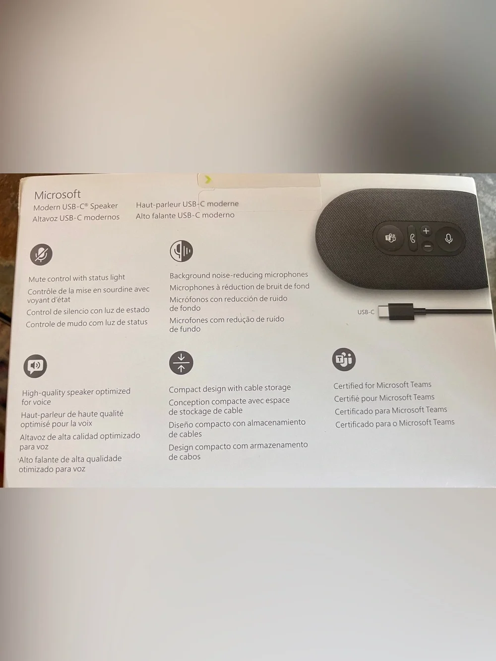 Noise-reducing mic array that captures voice better than PC. MODERN USB-C PORT.